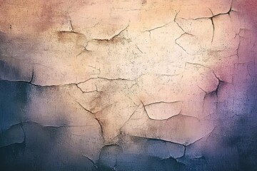 Poster - Textured Wall Background in Deep Blues Oranges and White with a Distressed Grunge Finish Showing Cracks and Imperfections Giving it a Vintage Aged Look Perfect for Decorative Art