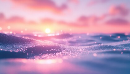 Aufkleber - Tranquil Ocean Surface at Sunset with Pink and Blue Sky Water Shimmers under a Soft Glowing Light Creating a Dreamy and Calming Atmosphere Perfect for Backgrounds and Wallpapers