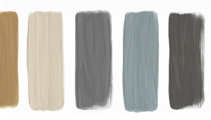 Aufkleber -  paint brush stroke swatches in earthy blue, charcoal, cream, and ochre for minimalist branding, print, or web design background