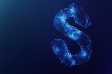 Fototapete - Abstract Blue Digital Letter S Symbol Design on Dark Background a Futuristic Glowing Connection of Data Points and Lines in a Modern Technology Network Illustration