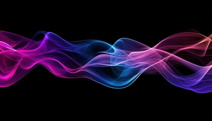 Fototapete - Abstract Flowing Wave Design in Blue Purple and Pink on Black Background Modern and Futuristic Style for Digital Art Presentation and Template with Smooth Glowing Motion