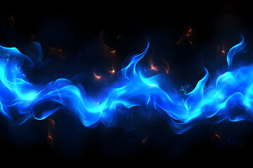 Wall Mural - abstract blue flames on dark background