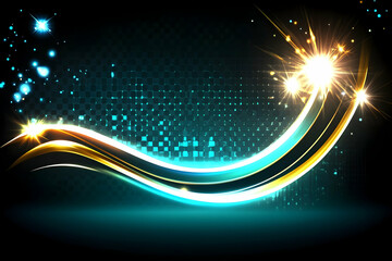 Wall Mural - dynamic glowing waves, sparkling bursts