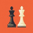 © Namdang - Chess Kings in Elegant Design on Vibrant Orange Background