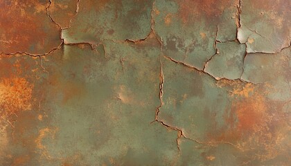 Aufkleber - Cracked Green And Brown Rusty Metal Texture Background