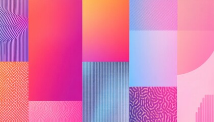 Fototapete - Vibrant Abstract Collage with Geometric Patterns and Colorful Textures