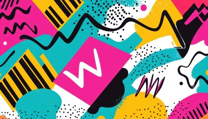 Leinwandbilder - Vibrant Abstract Geometric Pattern with Bold Shapes and Lines