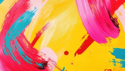 Poster - Vibrant Abstract Painting with Bold Brushstrokes and Bright Colors