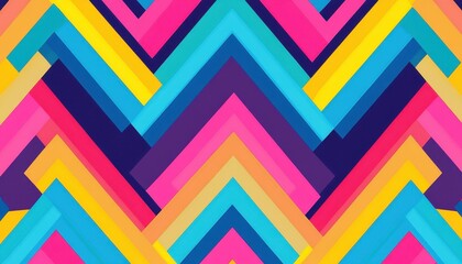 Fototapete - Vibrant Colorful Geometric Chevron Pattern Background