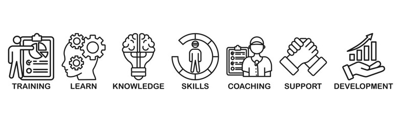 banner capacity building vector illustration concept. training, learning, knowledge, skills, coachin