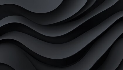 Fototapete - Abstract Dark Wave Background: Black Seamless Pattern of Smooth Curves and Layers