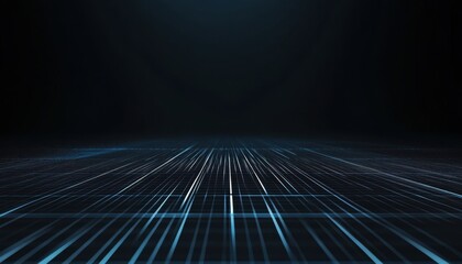 Aufkleber - Abstract Digital Network: Blue Lines and Points on Dark Background