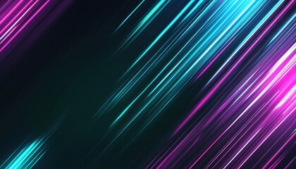 Poster - Abstract Dynamic Neon Lines Background with Pink Purple and Teal Glowing Streaks