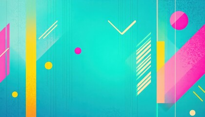 Aufkleber - Abstract Geometric Background with Teal Pink and Yellow Shapes