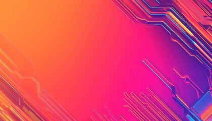 Aufkleber - Abstract Geometric Background with Vibrant Orange Pink and Purple Lines