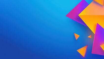 Fototapete - Abstract Geometric Shapes Background with Orange and Purple Triangles on Blue