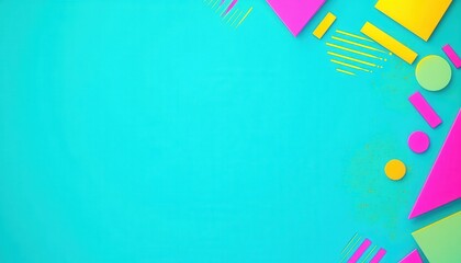 Aufkleber - Abstract Geometric Shapes on Cyan Background