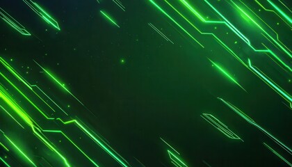 Poster - Abstract Glowing Green Lines Digital Background