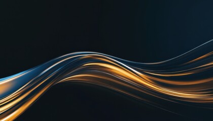 Fototapete - Abstract Gold and Blue Wave Design Dark Background