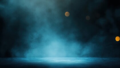 Aufkleber - Dark Blue Smoke and Fog Background with Subtle Bokeh Lights