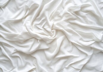 Fototapete - Draped white fabric with soft folds and subtle texture, creating an elegant and minimalist background ideal for design projects. : Generative AI