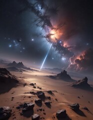 Wall Mural - immense galactic view, starlight scattered across cosmic dust clouds , astronomy, cosmos