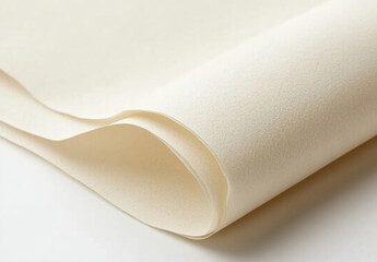 Aufkleber - Cream-colored paper sheets elegantly rolled, showcasing a soft, textured surface with subtle light reflections, ideal for minimalist design or branding projects. : Generative AI