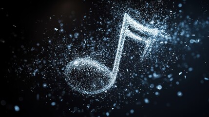 Wall Mural - a single musical note dissolving into particles