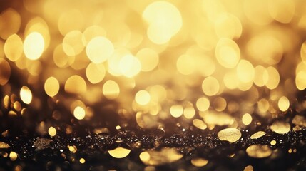 Aufkleber - Golden bokeh lights shimmer on a dark surface, creating a luxurious and festive atmosphere, perfect for celebratory backgrounds or elegant designs. : Generative AI