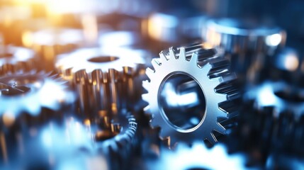 Aufkleber - Close-up view of intricate metallic gears, showcasing precision engineering and complex machinery, ideal for industrial or technological themes. : Generative AI