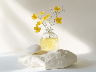 Aufkleber - Serene Still Life with Yellow Flowers and Sunlight