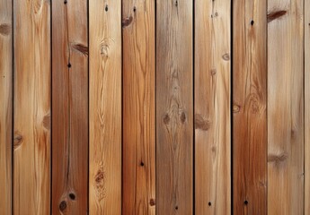 Aufkleber - A detailed image showcasing a rustic wooden wall, composed of vertical, light brown planks with visible wood grain and knots, offering a natural texture. : Generative AI