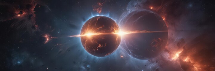 Wall Mural - glowing sphere floats in a vast nebula, radiating light , universe, otherworldly