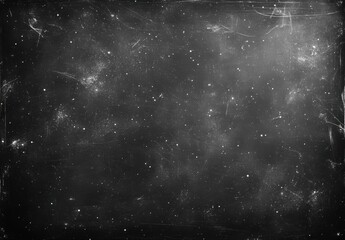 Aufkleber - Distressed Film Grain Overlay Texture: A monochromatic, high-resolution image featuring a dark background with subtle white scratches and dust particles, ideal for adding a vintage or  : Generative AI
