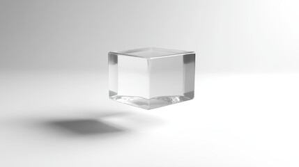 Fototapete - Transparent Glass Cube on White Background