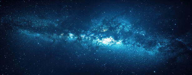 Poster - A mesmerizing panorama of the cosmos, showcasing a vibrant nebula with brilliant stars scattered across a deep blue expanse.  The cosmic dust and gas create a breathtaking celestial sc : Generative AI