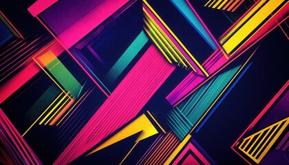 Poster - Vibrant Abstract Geometric Pattern with Intersecting Lines and Bold Colors