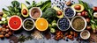 © Riz - Vibrant Colorful Array of Fresh Fruits Vegetables and Seeds