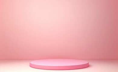 Poster - A minimalist pink cylindrical platform sits centrally in a pale pink room, offering a clean and simple display space for product showcasing or branding. : Generative AI