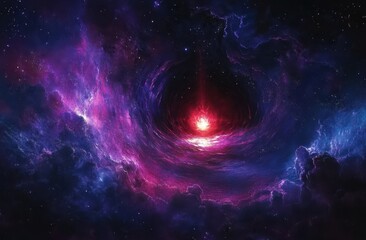 Poster - Vibrant Nebula In Deep Space With Pink Purple And Blue Hues
