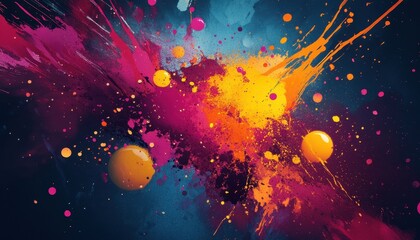 Poster - Vibrant Paint Splatter Explosion Abstract Background