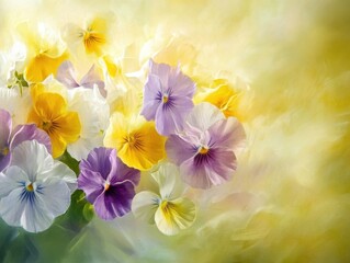 Aufkleber - Vibrant Pansies Bouquet Soft Light Painting