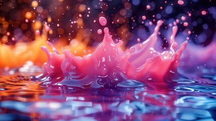 Leinwandbilder - Vibrant Pink And Purple Liquid Splash With Colorful Background