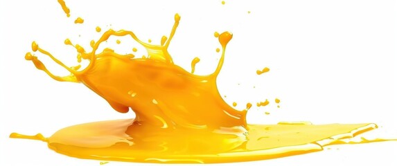 Poster - Vibrant Yellow Liquid Splash on White Background