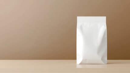 Aufkleber - White Blank Packaging Pouch Mockup on Wooden Table