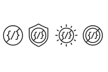 Icon set illustrating concepts of security, protection, and prevention against coding errors in software development