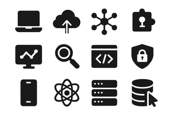 Wall Mural - collection of vector icons representing technology and data concepts for modern digital applications