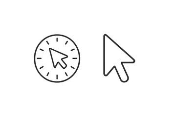 Wall Mural - vector icons depicting a cursor and a clock with a pointer for web design and user interface applica