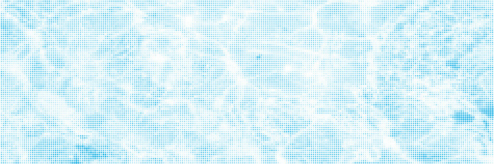Halftone overlay resembling water waves. White dot texture on blue background. Vector banner for design and creative projects.