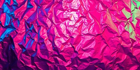 Wall Mural - Wrinkled metallic surface, vibrant neon abstract background , wrinkled, background